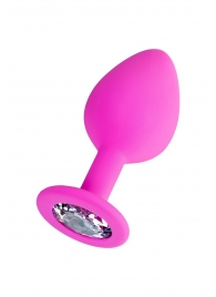 Розовая анальная втулка Brilliant с прозрачным кристаллом - 8 см. - ToyFa - купить с доставкой в Муроме