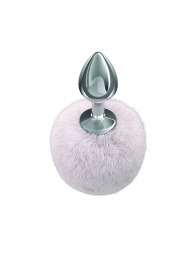 Серебристая анальная пробка с белым пушистым хвостиком Twinkle - Lola Games - купить с доставкой в Муроме