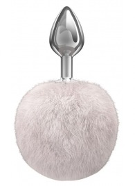 Серебристая анальная пробка с белым пушистым хвостиком Twinkle - Lola Games - купить с доставкой в Муроме