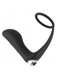 Черное эрекционное кольцо с анальной вибропробкой Vibrating Ring   Plug - Orion - в Муроме купить с доставкой