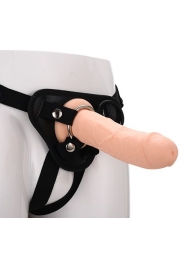 Черные трусики с телесной насадкой STRAP ON REAL DILDO - 21 см. - Dream Toys - купить с доставкой в Муроме