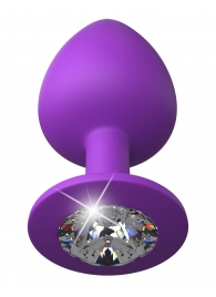 Фиолетовая анальная пробка со стразом Her Little Gem Large Plug - 9,5 см. - Pipedream - купить с доставкой в Муроме