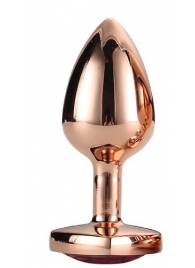 Золотистая анальная втулка с кристаллом-сердечком розового цвета - 7,1 см. - Dream Toys - купить с доставкой в Муроме
