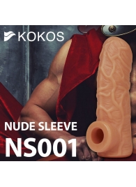 Телесная открытая насадка-реалистик с подхватом мошонки Nude Sleeve L - 14 см. - KOKOS - в Муроме купить с доставкой
