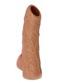 Телесная открытая насадка-реалистик с подхватом мошонки Nude Sleeve L - 14 см. - KOKOS - в Муроме купить с доставкой