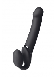Черный безремневой вибрострапон Vibrating Bendable Strap-On L - Strap-on-me - купить с доставкой в Муроме