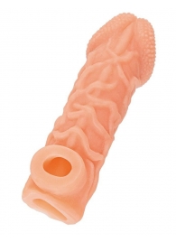 Телесная закрытая насадка с венками Cock Sleeve Size S - 13,8 см. - KOKOS - в Муроме купить с доставкой