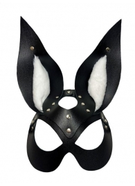 Черная маска зайки с белым мехом на ушках Miss Bunny - БДСМ Арсенал - купить с доставкой в Муроме