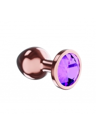 Пробка цвета розового золота с фиолетовым кристаллом Diamond Amethyst Shine S - 7,2 см. - Lola Games - купить с доставкой в Муроме