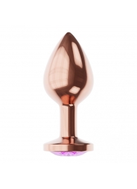 Пробка цвета розового золота с фиолетовым кристаллом Diamond Amethyst Shine S - 7,2 см. - Lola Games - купить с доставкой в Муроме