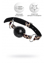 Черный кляп-шар на леопардовых ремешках Anonymo - ToyFa - купить с доставкой в Муроме