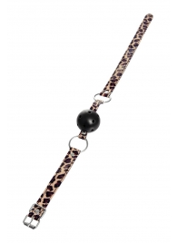 Черный кляп-шар на леопардовых ремешках Anonymo - ToyFa - купить с доставкой в Муроме