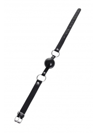 Черный кляп-шар на кожаных ремешках Anonymo - ToyFa - купить с доставкой в Муроме