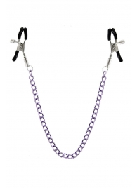 Зажимы для сосков с фиолетовой цепочкой Sweet Caress Nipple Chain - Sweet Caress - купить с доставкой в Муроме