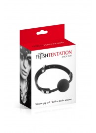 Черный силиконовый кляп-шарик на ремешках - Fetish Tentation - купить с доставкой в Муроме