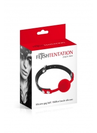 Красный кляп-шарик на черных ремешках - Fetish Tentation - купить с доставкой в Муроме