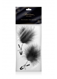 Зажимы на соски с черными пуховыми кисточками Sweet Caress Feather Nipple Clumps - Sweet Caress - купить с доставкой в Муроме