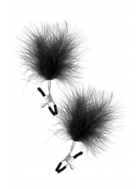 Зажимы на соски с черными пуховыми кисточками Sweet Caress Feather Nipple Clumps - Sweet Caress - купить с доставкой в Муроме