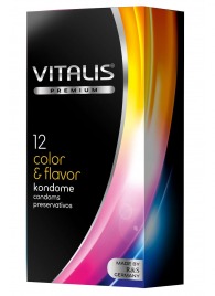Цветные ароматизированные презервативы VITALIS PREMIUM color   flavor - 12 шт. - Vitalis - купить с доставкой в Муроме