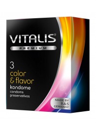 Цветные ароматизированные презервативы VITALIS PREMIUM color   flavor - 3 шт. - Vitalis - купить с доставкой в Муроме