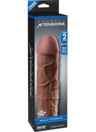 Коричневая насадка Mega 2  Extension - 20,3 см. - Pipedream - в Муроме купить с доставкой