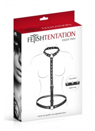 Черная упряжь на тело с шипами на ошейнике - Fetish Tentation - купить с доставкой в Муроме