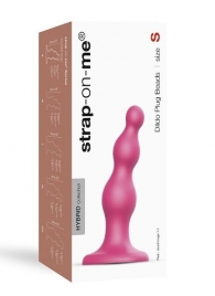 Розовая насадка Strap-On-Me Dildo Plug Beads size S - Strap-on-me - купить с доставкой в Муроме