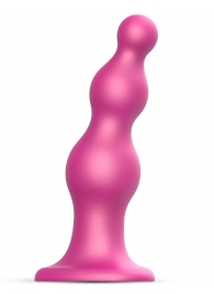 Розовая насадка Strap-On-Me Dildo Plug Beads size S - Strap-on-me - купить с доставкой в Муроме