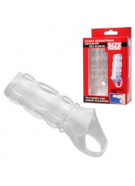 Насадка на пенис с кольцом для мошонки Clear Sensations Enhancer Sex Sleeve - 11,5 см. - XR Brands - в Муроме купить с доставкой