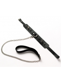 Черный ошейник с шипами и поводком - Crazy Handmade - купить с доставкой в Муроме