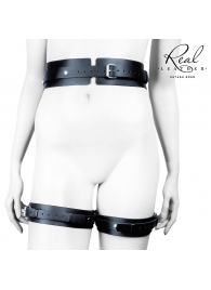 Черный кожаный пояс с гартерами - S-M - Notabu - купить с доставкой в Муроме