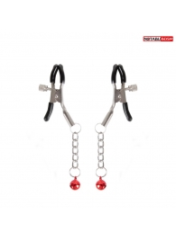 Серебристые зажимы на соски с шариками на цепочках - Notabu - купить с доставкой в Муроме