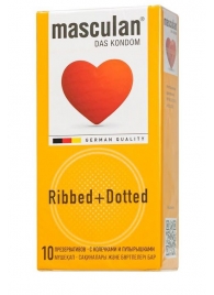 Презервативы с колечками и пупырышками Masculan Ribbed+Dotted - 10 шт. - Masculan - купить с доставкой в Муроме