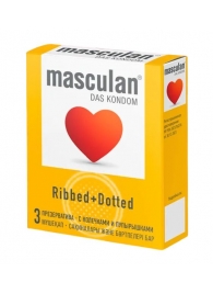 Презервативы с колечками и пупырышками Masculan Ribbed+Dotted - 3 шт. - Masculan - купить с доставкой в Муроме