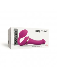 Ярко-розовый безремневой страпон Multi Orgasm Size S с клиторальной стимуляцией - Strap-on-me - купить с доставкой в Муроме