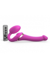 Ярко-розовый безремневой страпон Multi Orgasm Size S с клиторальной стимуляцией - Strap-on-me - купить с доставкой в Муроме