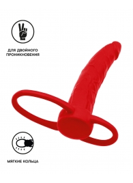 Красная насадка на пенис для двойного проникновения Black Red - 16,5 см. - ToyFa - купить с доставкой в Муроме