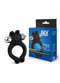 Черное силиконовое эрекционное виброкольцо Sex Expert - Sex Expert - в Муроме купить с доставкой