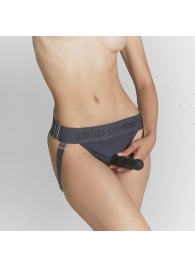 Серые трусики для фиксации насадок Strap-on-me Harness Lingerie Unique - Strap-on-me - купить с доставкой в Муроме