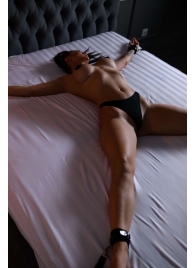Черный кожаный набор фиксации на кровати Sex Game - БДСМ Арсенал - купить с доставкой в Муроме