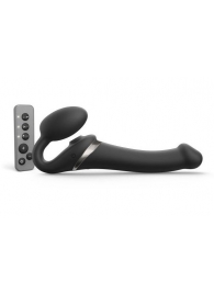 Черный безремневой страпон Multi Orgasm Size M с клиторальной стимуляцией - Strap-on-me - купить с доставкой в Муроме