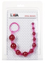 Розовая анальная цепочка из 10 шариков - 25 см. - Toyfa Basic
