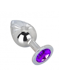 Большой плаг из стали с фиолетовым кристаллом Violet Dream - 9,5 см. - Erotic Fantasy - купить с доставкой в Муроме