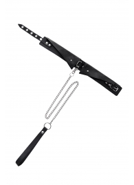 Черный кожаный ошейник-воротник с поводком - Pecado - купить с доставкой в Муроме