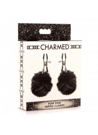 Зажимы для сосков с черным помпонами Pom Pom Nipple Clamps - XR Brands - купить с доставкой в Муроме