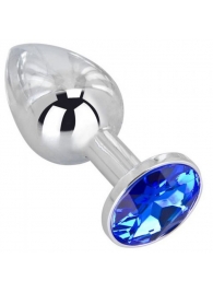 Анальное украшение BUTT PLUG  Small с синим кристаллом - 7 см. - Anal Jewelry Plug - купить с доставкой в Муроме