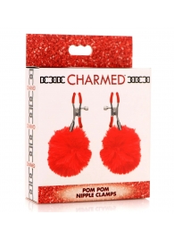 Красные зажимы на соски с помпонами Pom Pom - XR Brands - купить с доставкой в Муроме