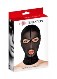 Черная сетчатая маска на голову с отверстиями для глаз и рта - Fetish Tentation - купить с доставкой в Муроме