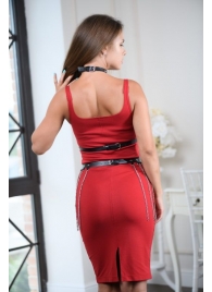 Черно-серебристая портупея-юбка plus size с цепочками - БДСМ Арсенал - купить с доставкой в Муроме
