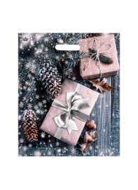 Новогодний пакет с принтом в виде подарков и вырубной ручкой (45х38 см) - Сима-Ленд - купить с доставкой в Муроме